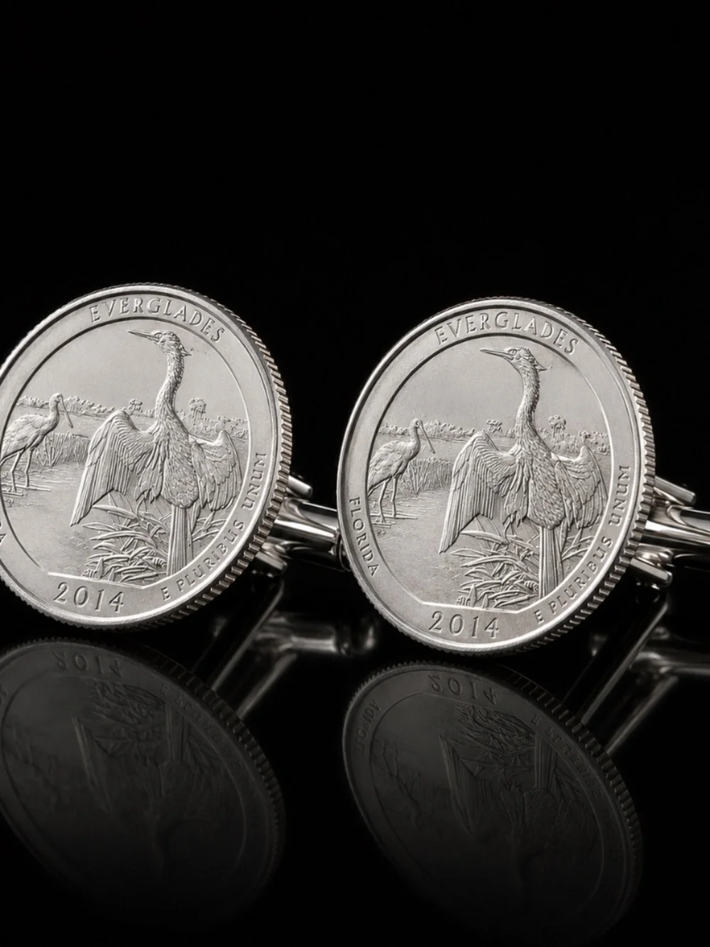 2014 Everglades National Park Quarter Cufflinks Florida Bird Coin Handmade Men’s